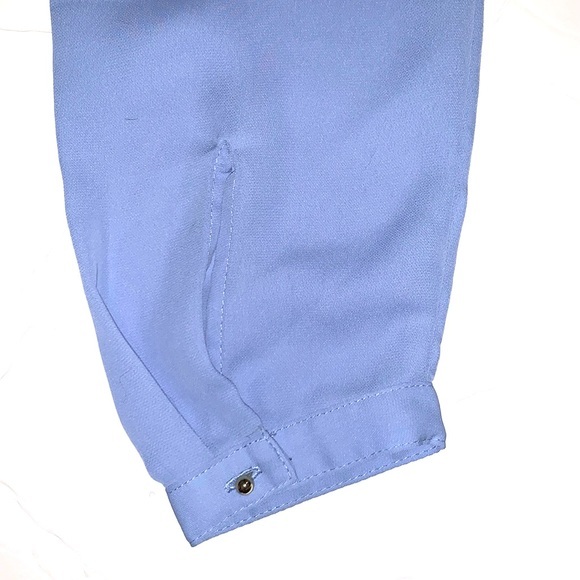 LC Lauren Conrad M blouse blue BOHO long cuffed sleeve lightweight button accent - Picture 13 of 15